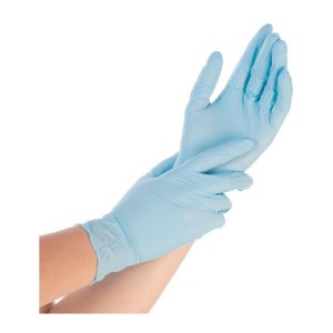 LUVA DESCARTÁVEL AZUL NITRILO C/PÓ CONTROL(100Uun)